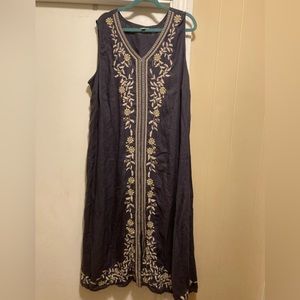 J.Jill Pure Jill Embroidered Linen Maxi Dress 3x